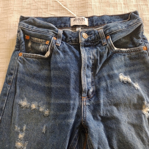 AGOLDE Feel Good Jamie Jeans Women's Size 24 Distressed Raw Slit Hem A073-778 - Picture 2 of 13